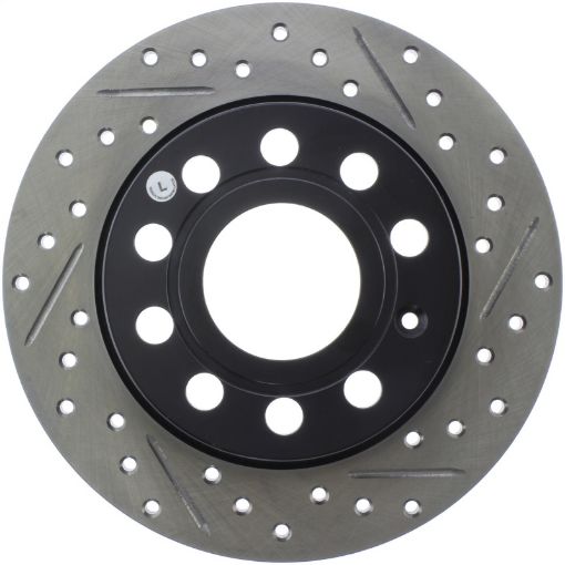 Picture of StopTech 11 - 17 Volkswagen Jetta Golf Golf GTI Slotted Drilled Rear Left Rotor