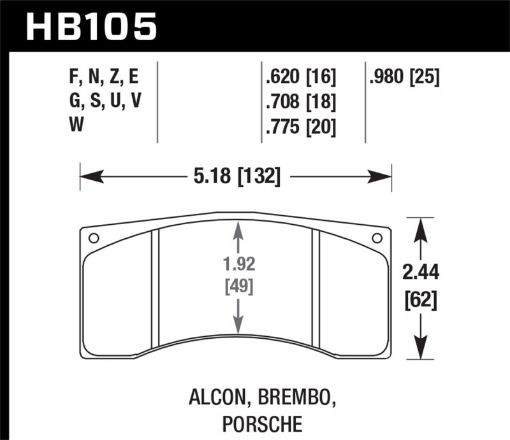 Picture of Hawk BremboAlcon DTC - 60 Race Brake Pad Sets