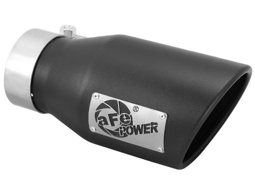 Picture of aFe Power Gas Exhaust Tip Black - 3 in In x 4.5 out X 9 in Long Bolt On (Black)