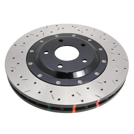 Picture of DBA 05 - 07 Lotus Elise FrontRear Drilled Slotted 5000 Series 2 Piece Rotor Assembled w Black Hat