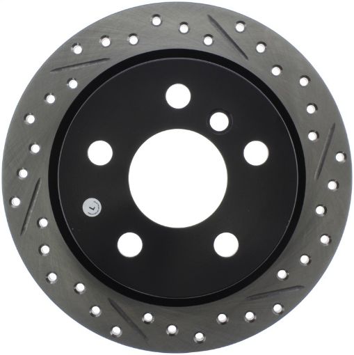 Picture of StopTech 14 - 15 Mini Cooper Base Slotted Drilled Rear Left Rotor