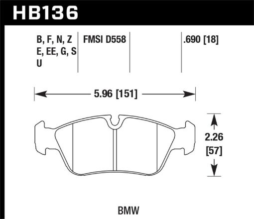 Picture of Hawk 01 - 06 BMW 325CI L6 - 2.5L DTC - 70 Race Front Brake Pads