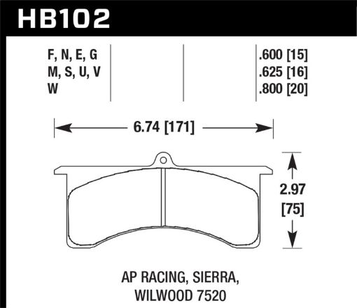 Picture of Hawk Stoptech AP Racing 6 DTC - 30 Race Brake Pads