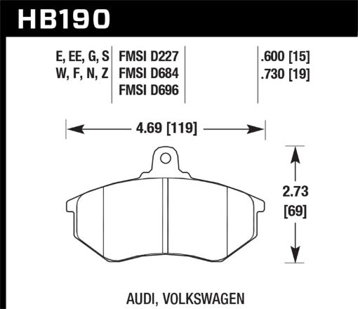 Picture of Hawk 80 - 87 Audi 5000 HT - 10 Compound Front Brake Pads