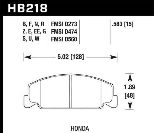 Picture of Hawk 88 - 89 Civic Si 92 - 00 Civic CX 88 - 00 DX 98 - 00 GX HPS Street Front Brake Pads