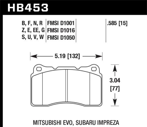 Picture of Hawk DTC - 80 04 - 15 Subaru Impreza WRXSTI, 02 - 0608 - 14 Mitsubishi Lancer Evo Front Brake Pads