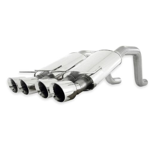 Picture of Stainless Works 2006 - 13 Corvette C6ZO6ZR1 3in Axleback Chambered Mufflers Quad 4in Rolled Edge Tips