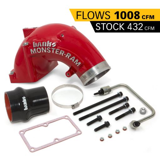 Picture of Banks Power 07.5 - 17 Ram 25003500 6.7L Diesel Monster - Ram Intake System wFuel Line 4.0in Red