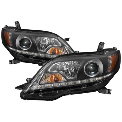 Picture of Spyder Toyota Sienna 2011 - 2014 Projector Headlights - DRL LED - Black PRO - YD - TSEN11 - DRL - BK