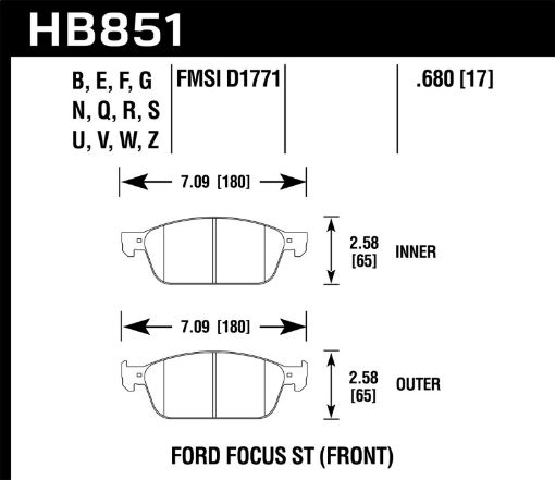 Picture of Hawk 15 - 16 Ford Focus ST DTC - 50 Front Brake Pads