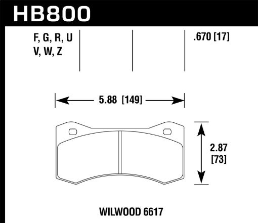 Picture of Hawk Wilwood 17mm 6617 Caliper Performance Ceramic Brake Pads