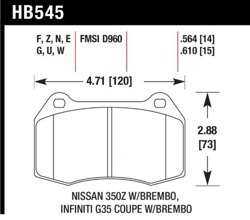 Picture of Hawk DTC - 80 03 - 09 Nissan 350Z wBrembo Brakes Front Race Brake Pads