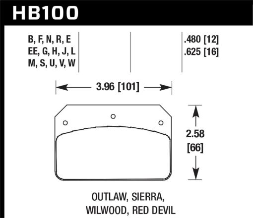 Picture of Hawk DTC - 80 Wilwood DLOutlawSierra 12mm Race Brake Pads