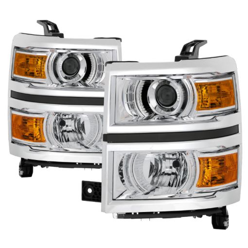 Picture of xTune Chevy Silverado 1500 14 - 15 Halogen Projector Headlight Chrome - HD - JH - CS14 - PJ - C