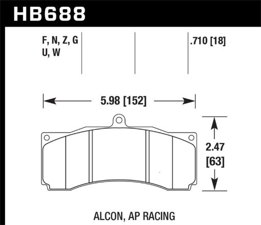 Picture of Hawk AP RacingAlcon Performance Ceramic Racing Front Brake Pads w0.710in Thickness