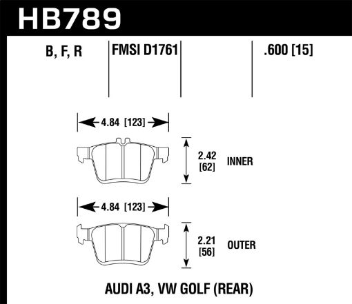 Picture of Hawk 15 - 17 Audi A3A3 Quattro HPS 5.0 Rear Brake Pads