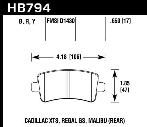 Picture of Hawk 13 - 15 Cadillac XTS Performance Ceramic Street Rear Brake Pads