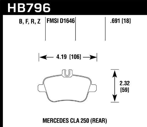 Picture of Hawk 14 - 17 Mercedes - Benz CLA 250 HPS 5.0 Rear Brake Pads