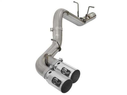 Picture of aFe Victory Series 4in 409 - SS DPF - Back Exhaust w Dual Polished Tips 2017 GM Duramax V8 - 6.6L(td) L5P