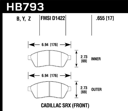 Picture of Hawk 10 - 16 Cadillac SRX LTS Street Front Brake Pads