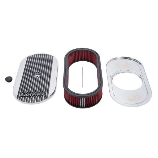 Picture of Edelbrock Air Cleaner Elite II Oval Single 4 - Bbl Carb 2 5In Red Element Polished