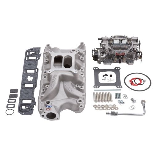 Picture of Edelbrock Manifold And Carb Kit Performer RPM Small Block Ford 289 - 302 Natural Finish