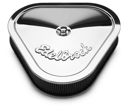 Picture of Edelbrock Air Cleaner Pro - Flo Series Triangular Steel Top 14 125In X 13 375In X 3 5In Chrome