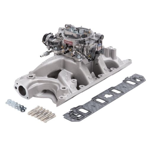 Picture of Edelbrock Manifold And Carb Kit Performer RPM Air - Gap Small Block Ford 351W Natural Finish