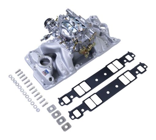 Picture of Edelbrock Manifold and Carb Kit Performer RPM Air - Gap SBC 1957 - 1986 Natural Finish