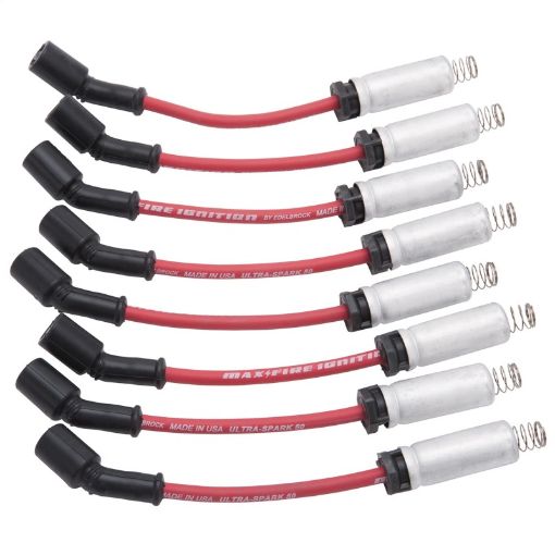 Picture of Edelbrock Spark Plug Wire Set Ls Kit w Metal Sleeves 99 - 15 50 Ohm Resistance Red Wire (Set of 8)