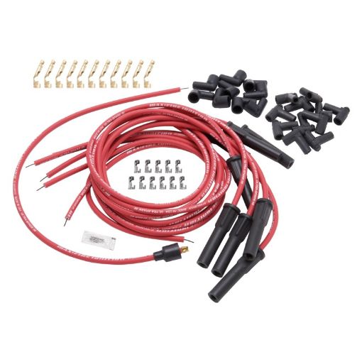 Picture of Edelbrock Spark Plug Wire Set Universal Flex Boots 50 Ohm Resistance 8 65mm Red Wire (Set of 9)