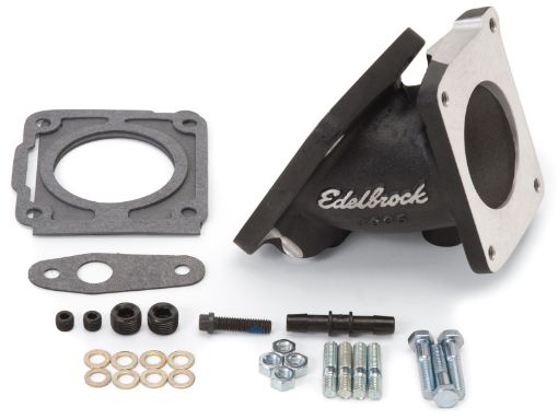 Picture of Edelbrock EFI Throttle Body Adaptor (Elbow) Ford Mustang 94 - 95 w Black Mini Texture Powder Coat