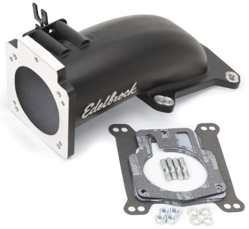 Picture of Edelbrock Ultra Low Profile Intake Elbow 90mm Throttle Body to Square - Bore Flange Black Finish