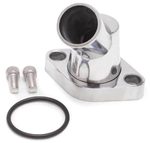 Picture of Edelbrock Waterneck SbcBBC 45 - Degree Two - Piece Cast SwIVel Polished