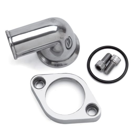 Picture of Edelbrock Waterneck SbcBBC 90 - Degree Two - Piece Cast SwIVel Polished