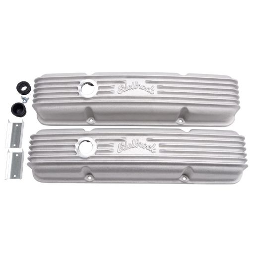 Picture of Edelbrock Valve Cover Classic Series Chevrolet 1959 - 1986 262 - 400 CI V8 w Breather Holes Satin