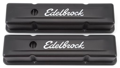 Picture of Edelbrock Valve Cover Signature Series Chevrolet 1959 - 1986 262 - 400 CI V8 Tall Black