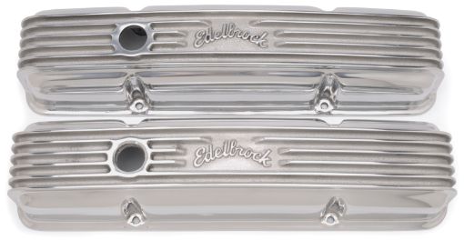 Picture of Edelbrock Valve Cover Classic Series Chevrolet 1959 - 1986 262 - 400 CI V8 Polshed