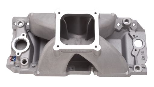 Picture of Edelbrock Manifold BBC Short Deck Super Victor 565 Conventional Rect Port Heads