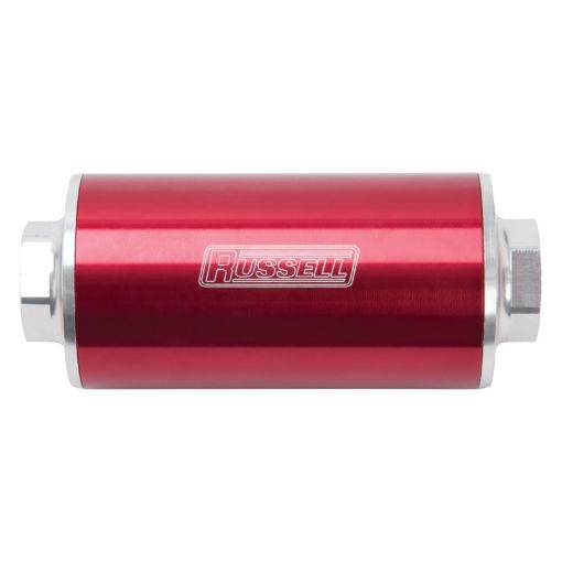 Picture of Russell Performance Profilter Fuel Filter 6in Long 10 Micron - 10AN Inlet - 10AN Outlet - Red