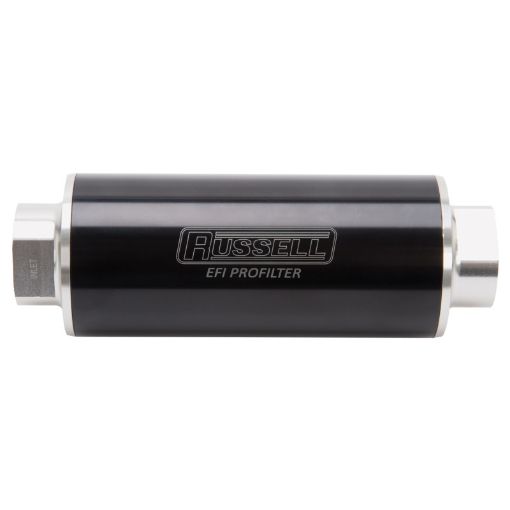 Picture of Russell Performance Profilter Fuel Filter 6in Long 60 Micron - 10AN Inlet - 10AN Outlet - Black