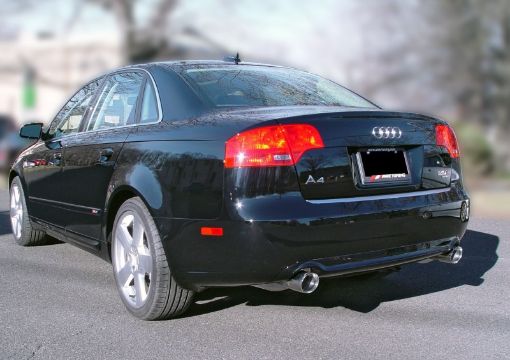 Picture of AWE Tuning Audi B7 A4 3.2L Track Edition Dual Tip Exhaust - Diamond Black Tips