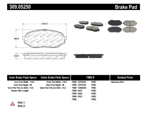 Picture of StopTech Performance 90 - 93 Mazda Miata Front Brake Pads D525