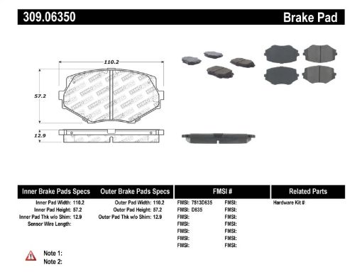 Picture of StopTech Performance 94 - 9799 - 05 Miata wNormal Suspension Front Brake Pads D635