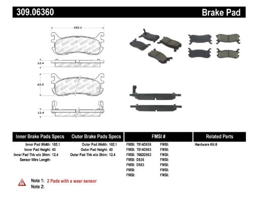 Picture of StopTech Performance 94 - 9799 - 05 Miata w Normal Suspension Rear Brake Pads D636