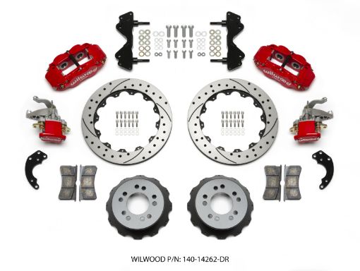 Picture of Wilwood Narrow Superlite 4R MC4 Rear Kit 12.88 Drilled Red Currie Pro - Tour Unit Bearing Floater