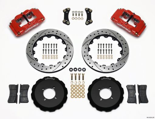 Picture of Wilwood FSLI4 Front Hat Kit 13.00in Drilled Red 2003 - 05 Scion xA xB