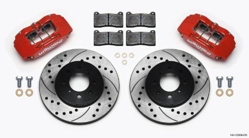 Picture of Wilwood DPHA Front Caliper Rotor Kit Drill Red Honda Acura w 262mm OE Rotor