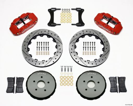 Picture of Wilwood Narrow Superlite 6R Front Hat Kit 12.88in Drilled Red 2008 Toyota Matrix