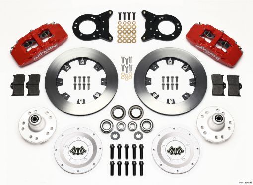 Picture of Wilwood Dynapro 6 Front Hub Kit 12.19in Red 1970 - 1973 Mustang Disc Drum Spindle